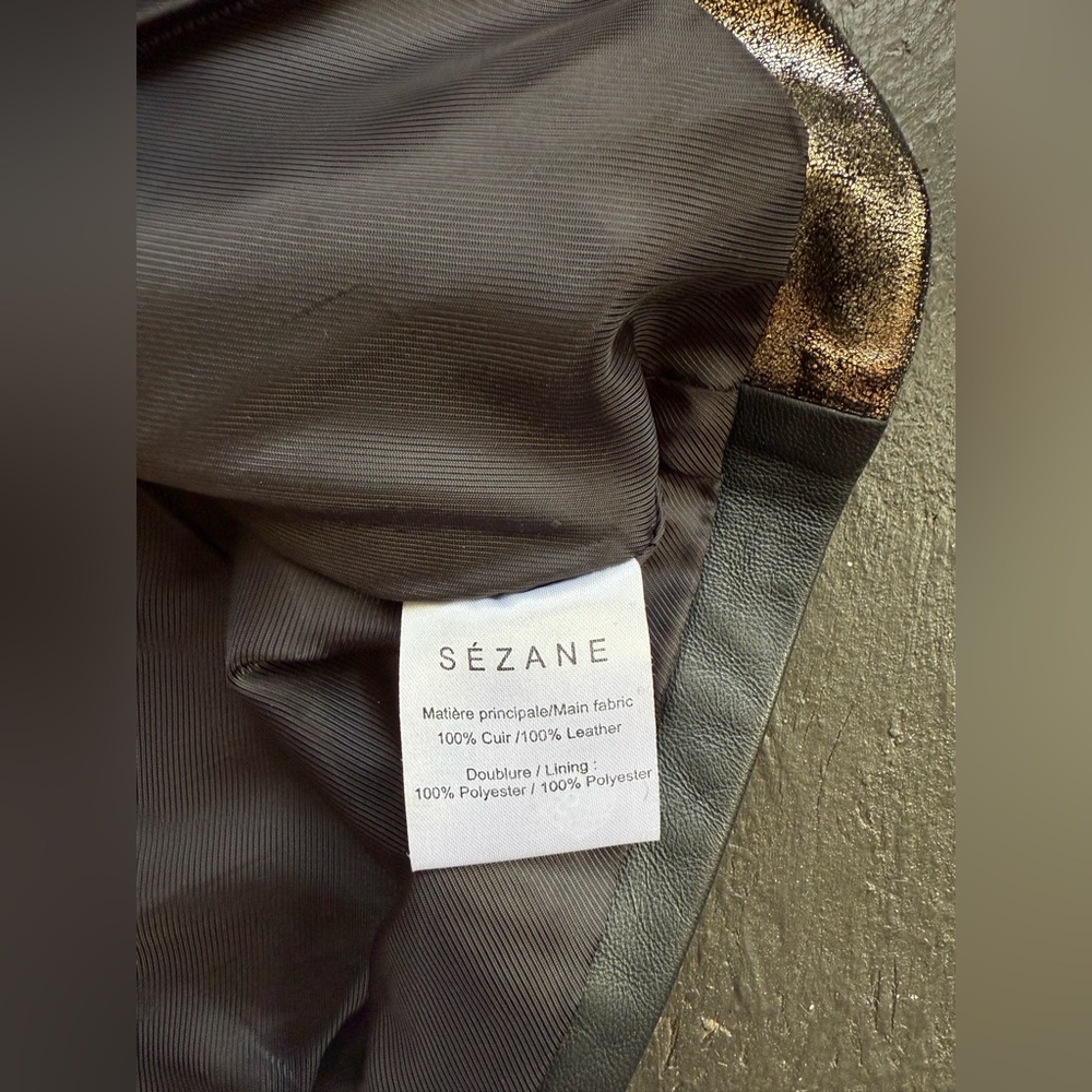 Sezane leather Black and Gold Mini Skirt size 36 FR - Picture 6 of 9